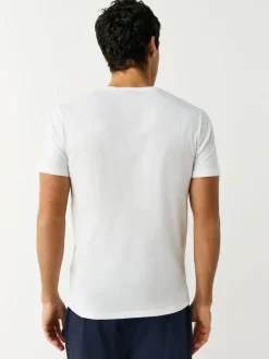 Clearance Next White Slim Fit 100% Cotton V-Neck Layering T-Shirts 2 Pack