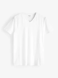 Clearance Next White Slim Fit 100% Cotton V-Neck Layering T-Shirts 2 Pack