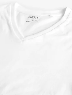 Clearance Next White Slim Fit 100% Cotton V-Neck Layering T-Shirts 2 Pack