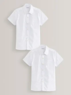 Next White Slim Fit 2 Pack Short Sleeve School Shirts (3-17yrs)^BOY Shirts