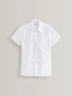 Next White Slim Fit 2 Pack Short Sleeve School Shirts (3-17yrs)^BOY Shirts