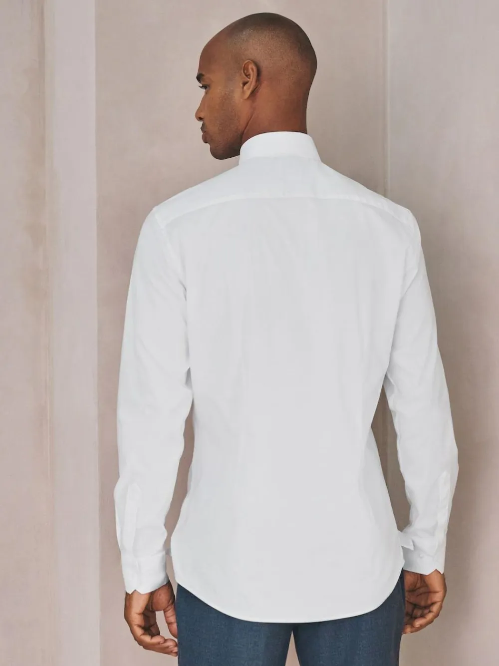 Next White Slim Fit Cotton Stretch Long Sleeve Formal Shirt^ Shirts|Occasionwear