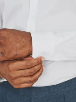 Next White Slim Fit Cotton Stretch Long Sleeve Formal Shirt^ Shirts|Occasionwear