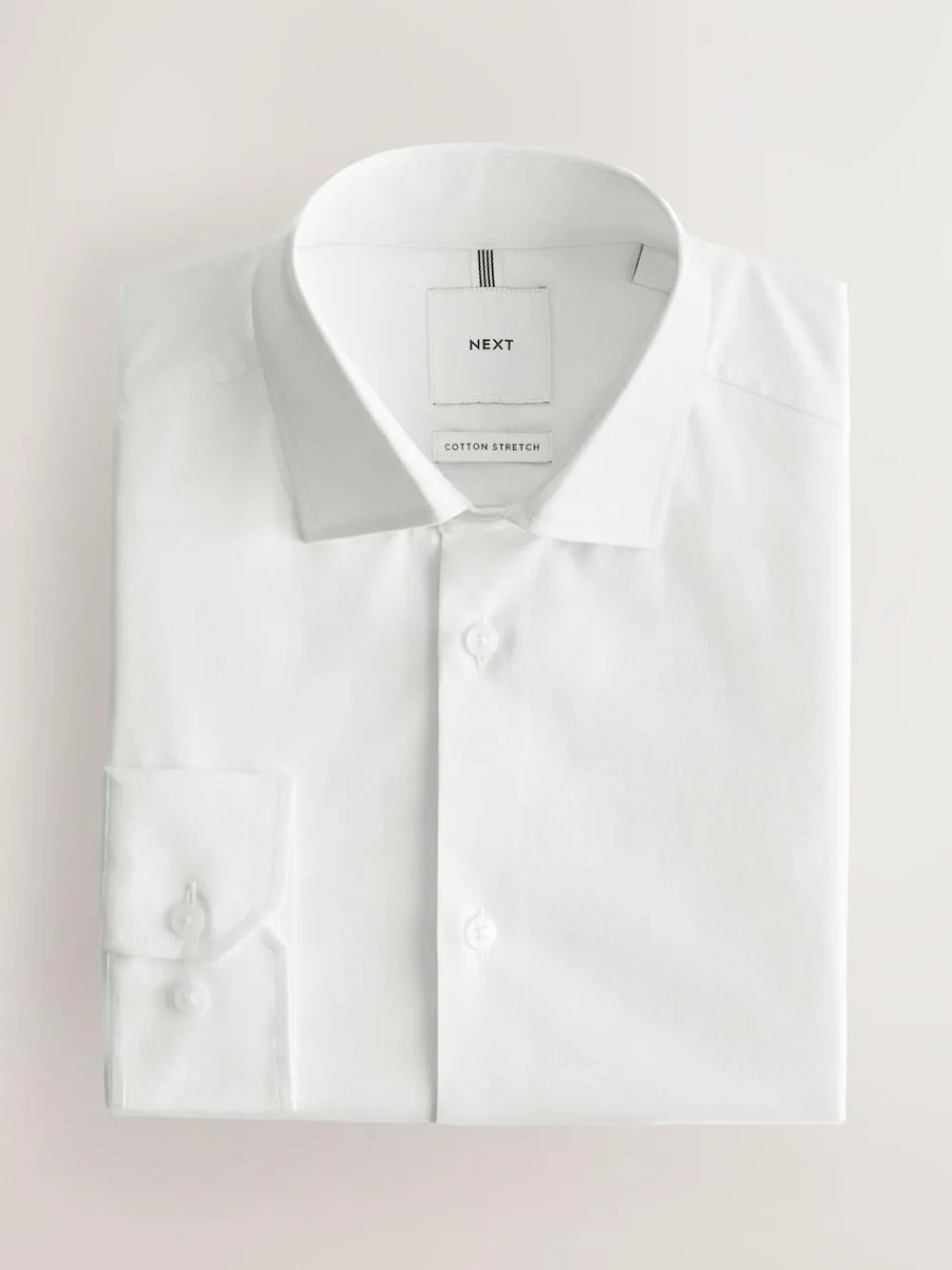 Next White Slim Fit Cotton Stretch Long Sleeve Formal Shirt^ Shirts|Occasionwear