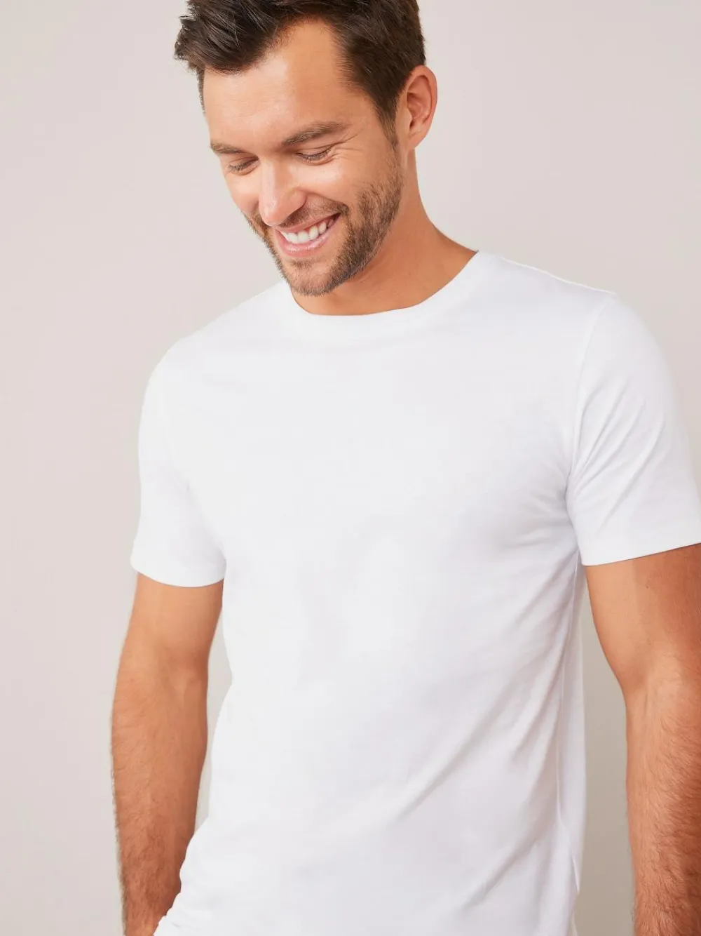 New Next White Slim Fit Essential Crew Neck Cotton T-Shirt