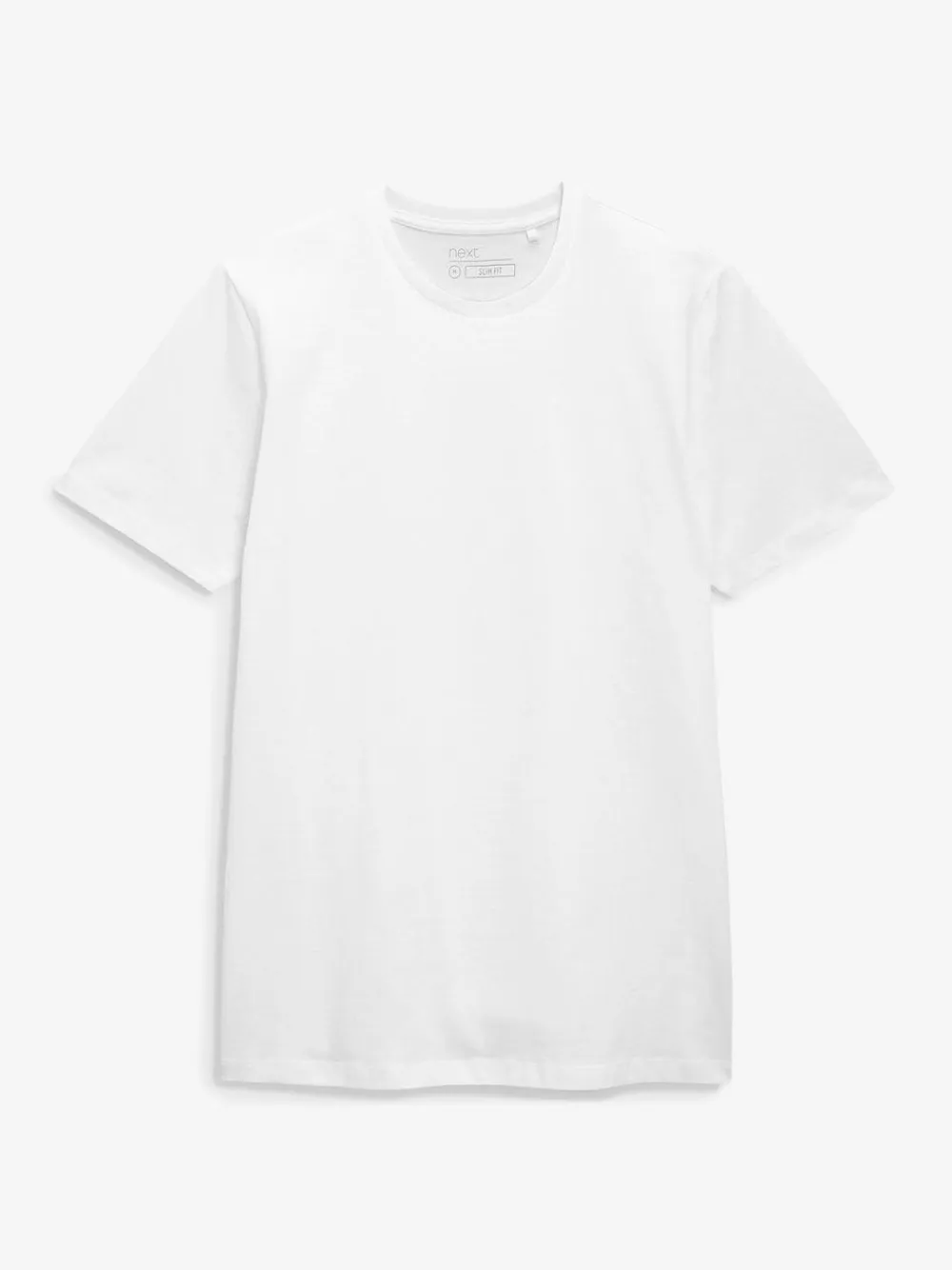 New Next White Slim Fit Essential Crew Neck Cotton T-Shirt