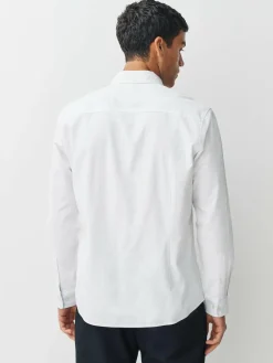Hot Next White Slim Fit Long Sleeve Oxford Shirt