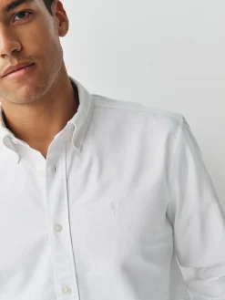 Hot Next White Slim Fit Long Sleeve Oxford Shirt