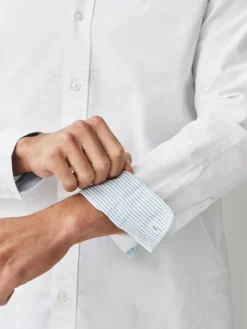 Hot Next White Slim Fit Long Sleeve Oxford Shirt