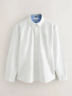 Hot Next White Slim Fit Long Sleeve Oxford Shirt