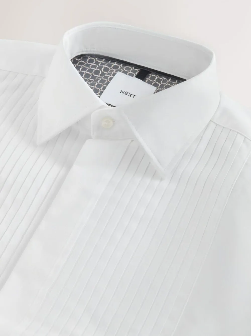 Next White Slim Fit Occasion Pleated Bib Double Cuff Dress Shirt^ Shirts