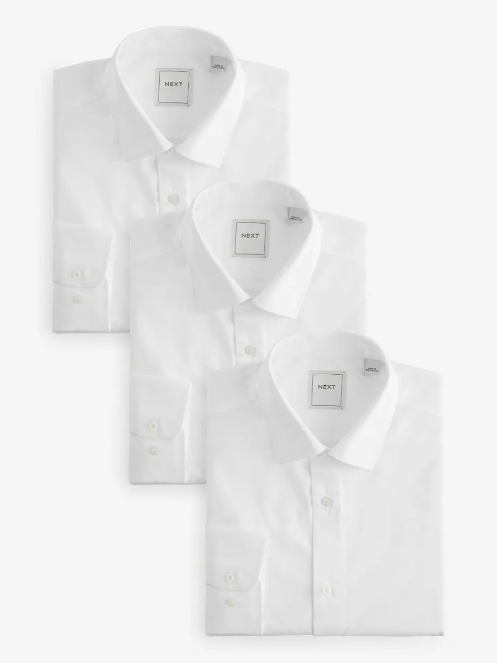 Clearance Next White Slim Fit Single Cuff Easy Care Smart Shirts 3 Pack