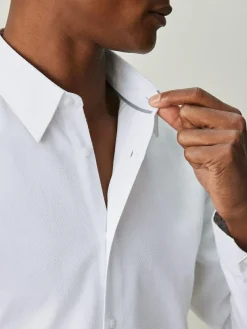 Discount Next Slim Fit Textured Long Sleeve Formal Shirt with Trim White