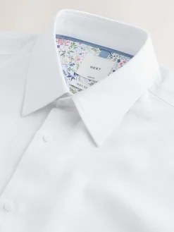 Discount Next Slim Fit Textured Long Sleeve Formal Shirt with Trim White