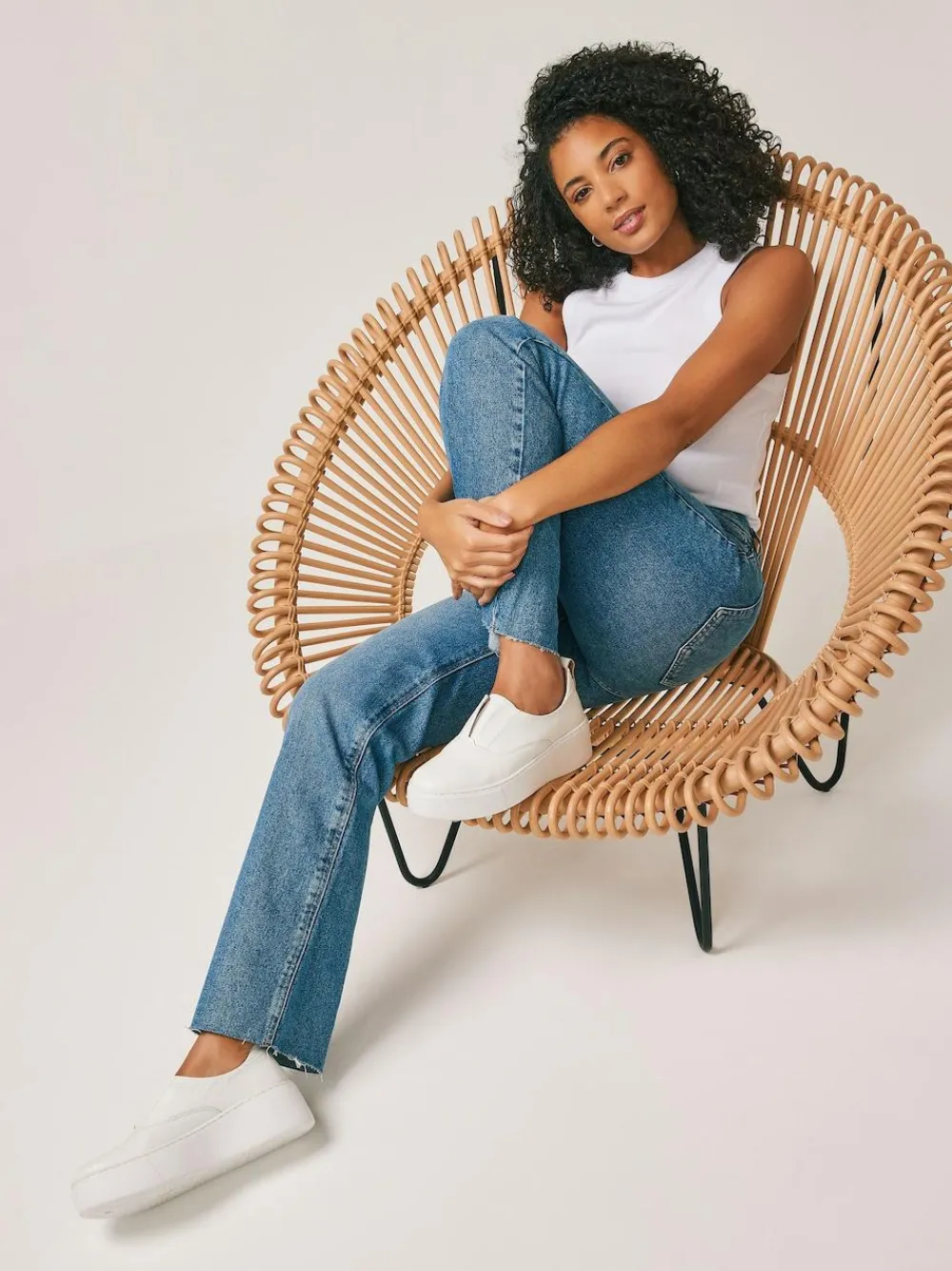 New Next Slip On Signature Leather Chunky Wedge Platform Trainers White