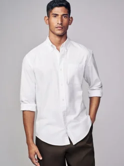 New Next White Soft Touch Oxford Long Sleeve Shirt