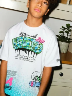 Next White Spray Graffiti Relaxed Fit Short Sleeve Graphic T-Shirt (3-16yrs)^BOY T-Shirts