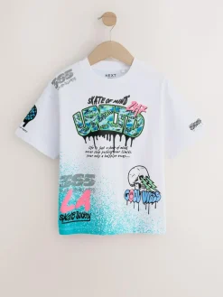 Next White Spray Graffiti Relaxed Fit Short Sleeve Graphic T-Shirt (3-16yrs)^BOY T-Shirts