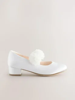 Online Next Standard Fit (F) Occasion Heeled Corsage Shoes White Stain Resistant Satin