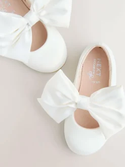 Next White Standard Fit (F) Bow Satin Flower Occasion Mary Jane Shoes^ Shoes