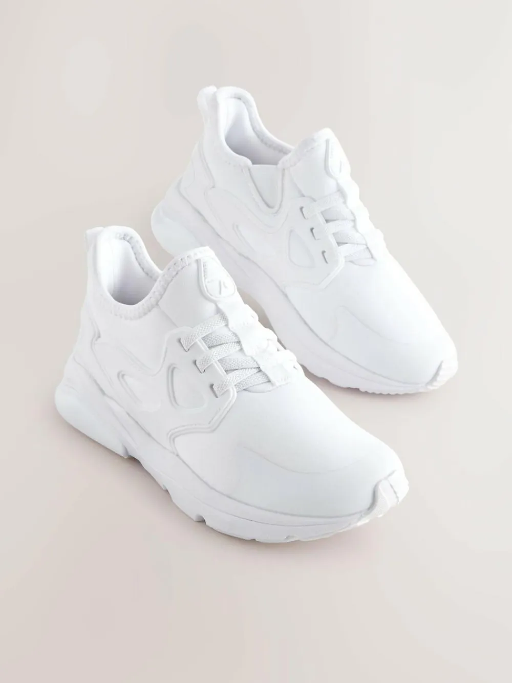 Clearance Next White Standard Fit (F) Elastic Lace Trainers