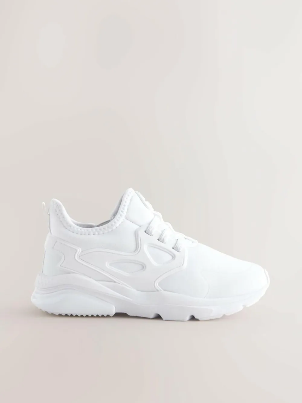 Clearance Next White Standard Fit (F) Elastic Lace Trainers