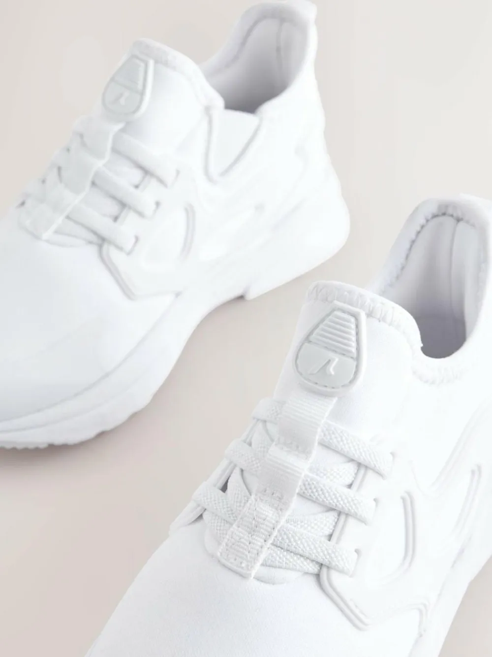 Clearance Next White Standard Fit (F) Elastic Lace Trainers