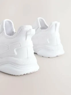 Clearance Next White Standard Fit (F) Elastic Lace Trainers