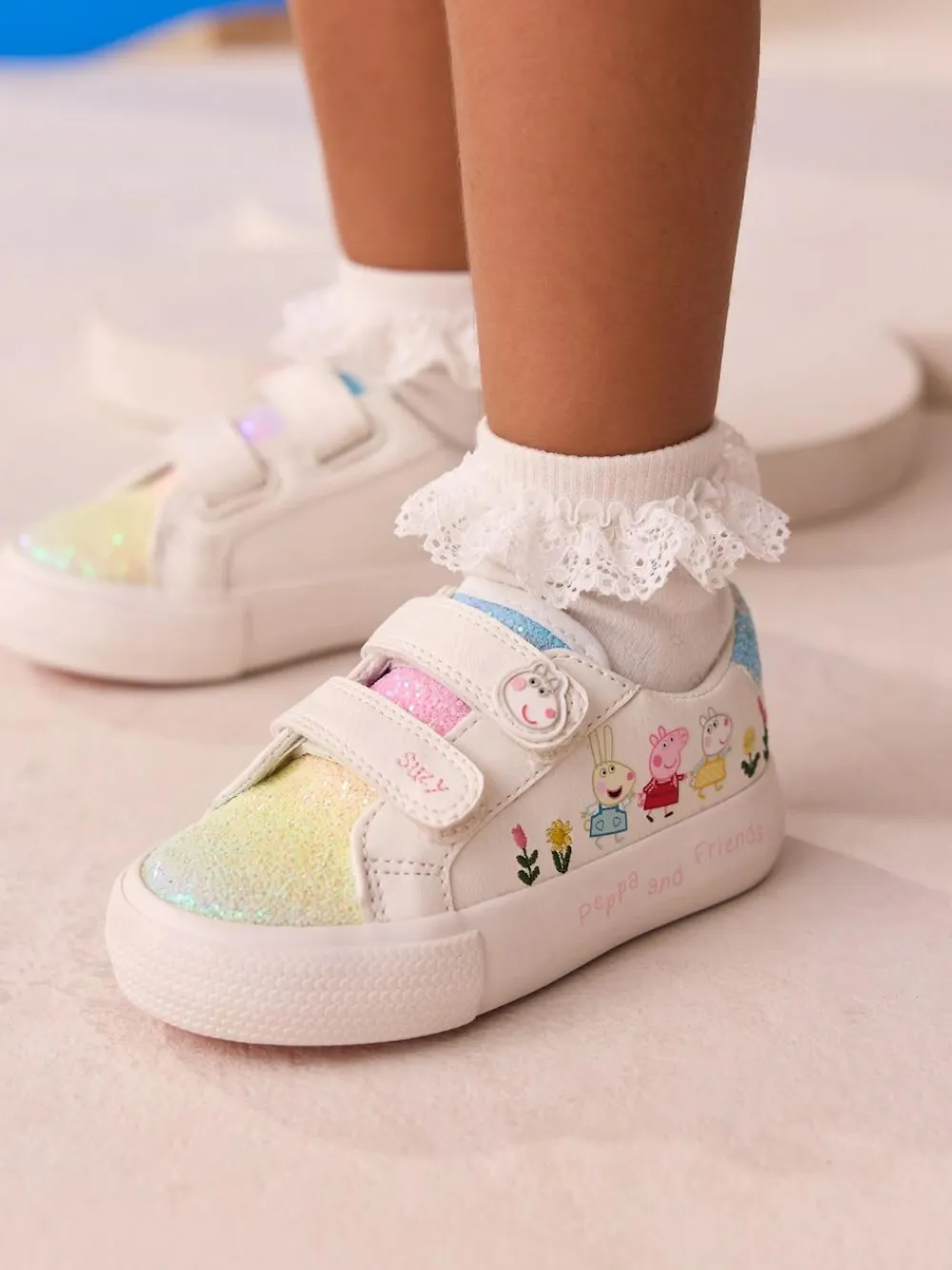 Next White Standard Fit (F) Peppa Pig Chunky Trainers with Touch Fastening^ Sneakers|Sneakers
