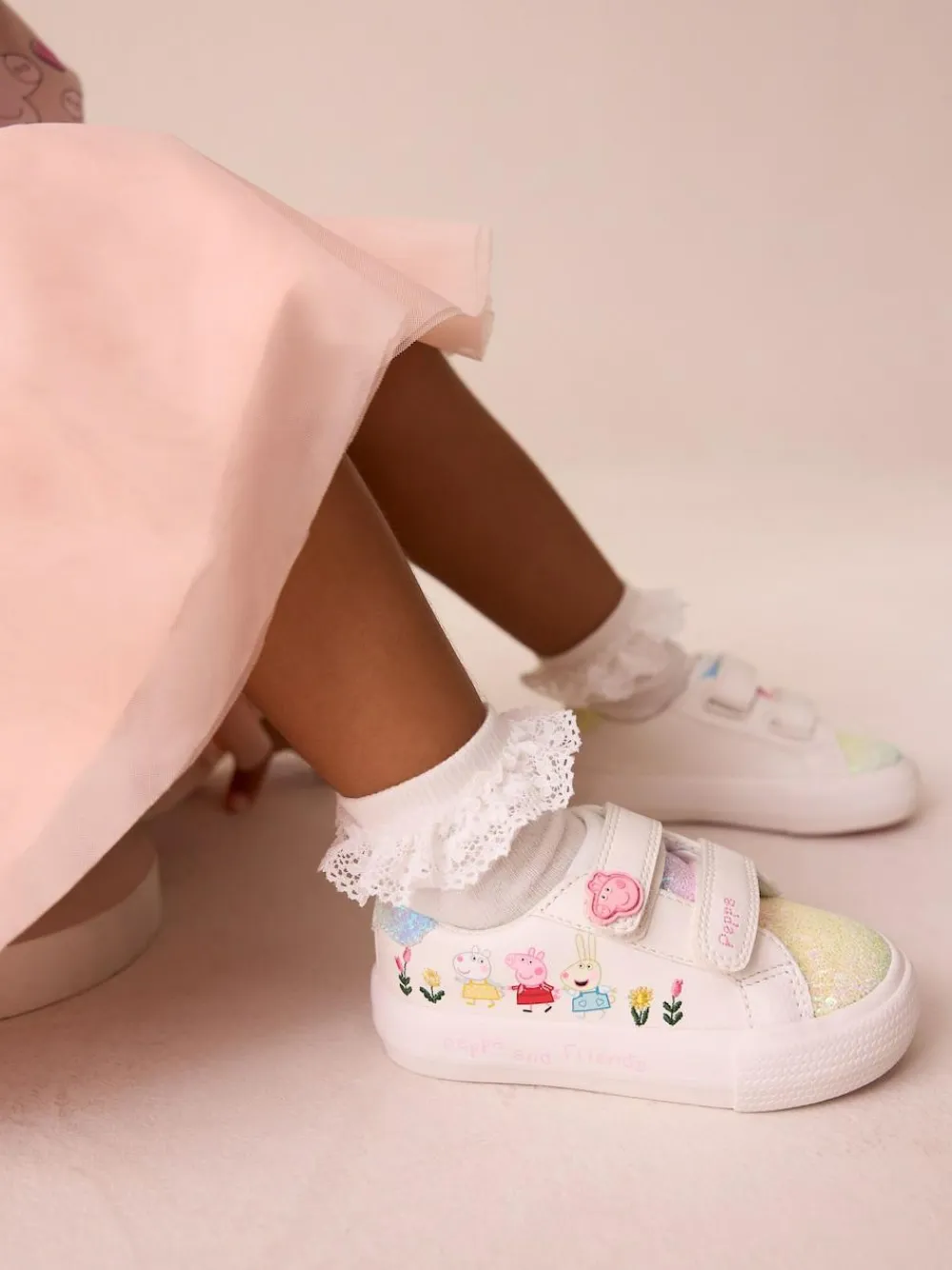 Next White Standard Fit (F) Peppa Pig Chunky Trainers with Touch Fastening^ Sneakers|Sneakers