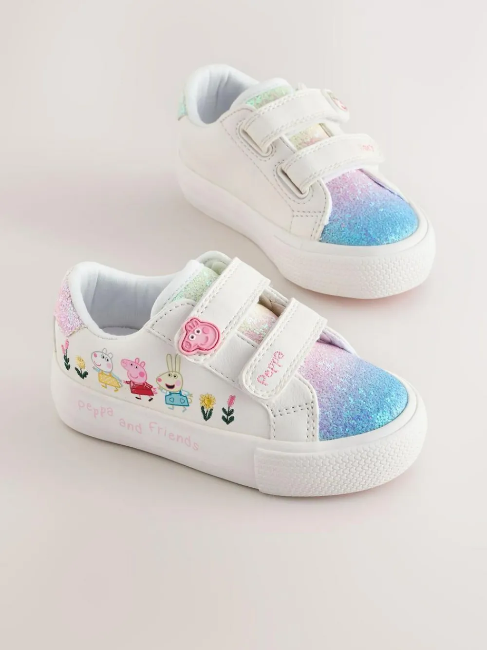 Next White Standard Fit (F) Peppa Pig Chunky Trainers with Touch Fastening^ Sneakers|Sneakers