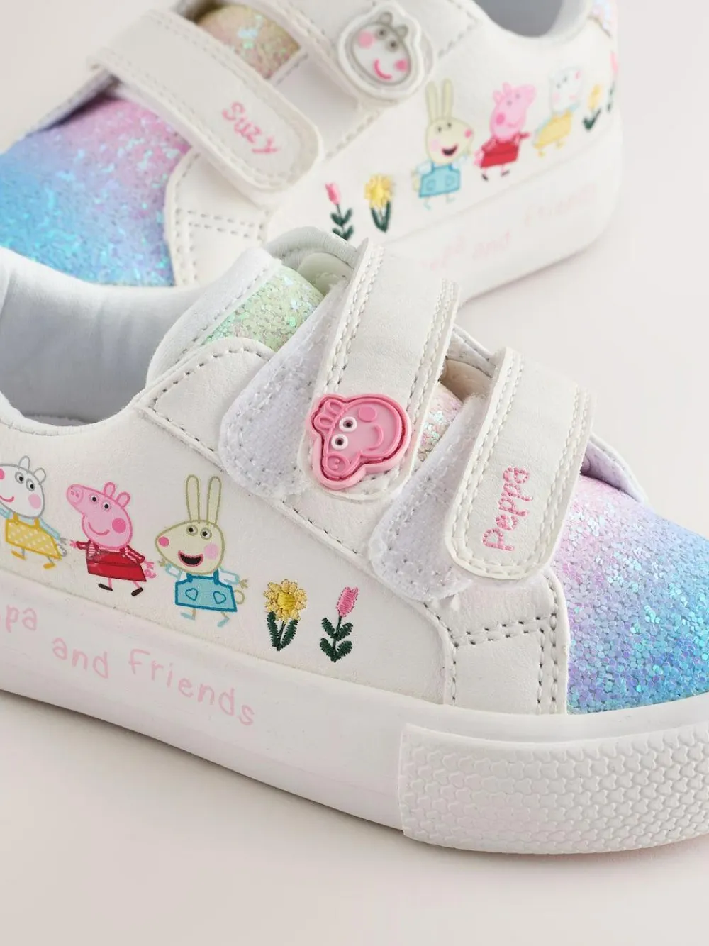 Next White Standard Fit (F) Peppa Pig Chunky Trainers with Touch Fastening^ Sneakers|Sneakers