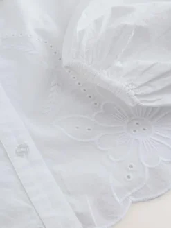 Next White Statement Collar Broderie Long Sleeve Blouse^Women Blouses & Shirts