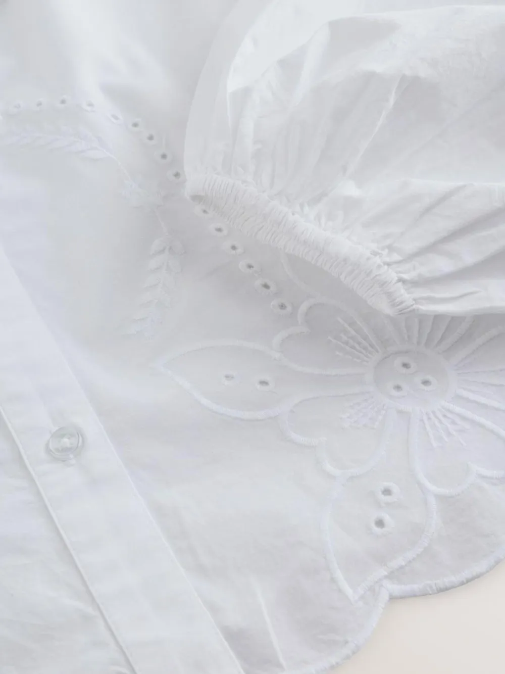 Next White Statement Collar Broderie Long Sleeve Blouse^Women Blouses & Shirts