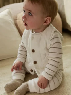 Next White Stripe Baby Gilet Top and Leggings Set (0mths-2yrs)^ Sets & Coords