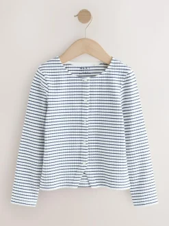Sale Next White Stripe Long Sleeve Ribbed Cardigan (3-16yrs)