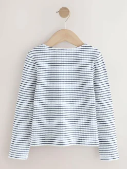 Sale Next White Stripe Long Sleeve Ribbed Cardigan (3-16yrs)
