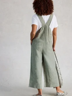 Sale White Stuff Viola Linen Dungaree Green