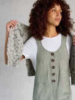 Sale White Stuff Viola Linen Dungaree Green
