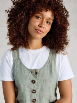 Sale White Stuff Viola Linen Dungaree Green