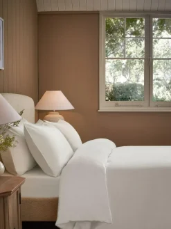 Next White Supersoft 100% Brushed Cotton Duvet Cover Plain and Pillowcase Set