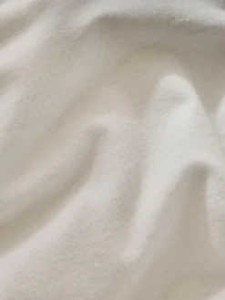 New Next Supersoft 100% Brushed Cotton Duvet Cover Bow Tie Edge and Pillowcase Set White