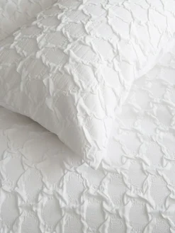 Next Textured Embossed Square Pattern Bedding Duvet Cover and Pillowcase Set^ Bedsets & Duvet Covers