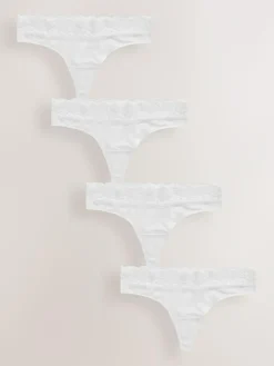 Discount Next White Thong Cotton Lace Knickers 4 Pack