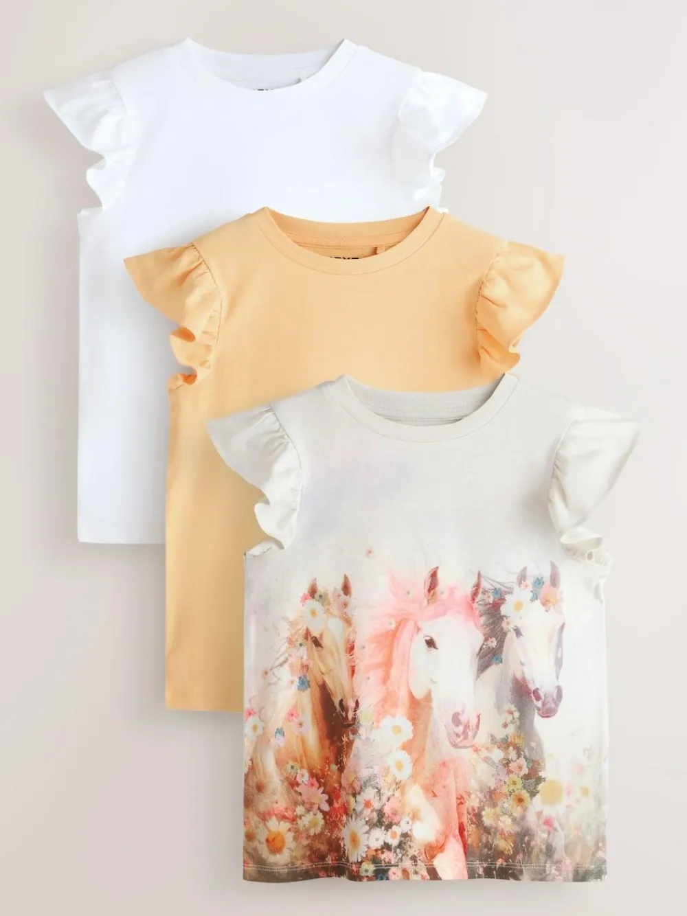 Discount Next White Unicorn Frill Sleeve T-Shirts 3 Pack (3-16yrs)