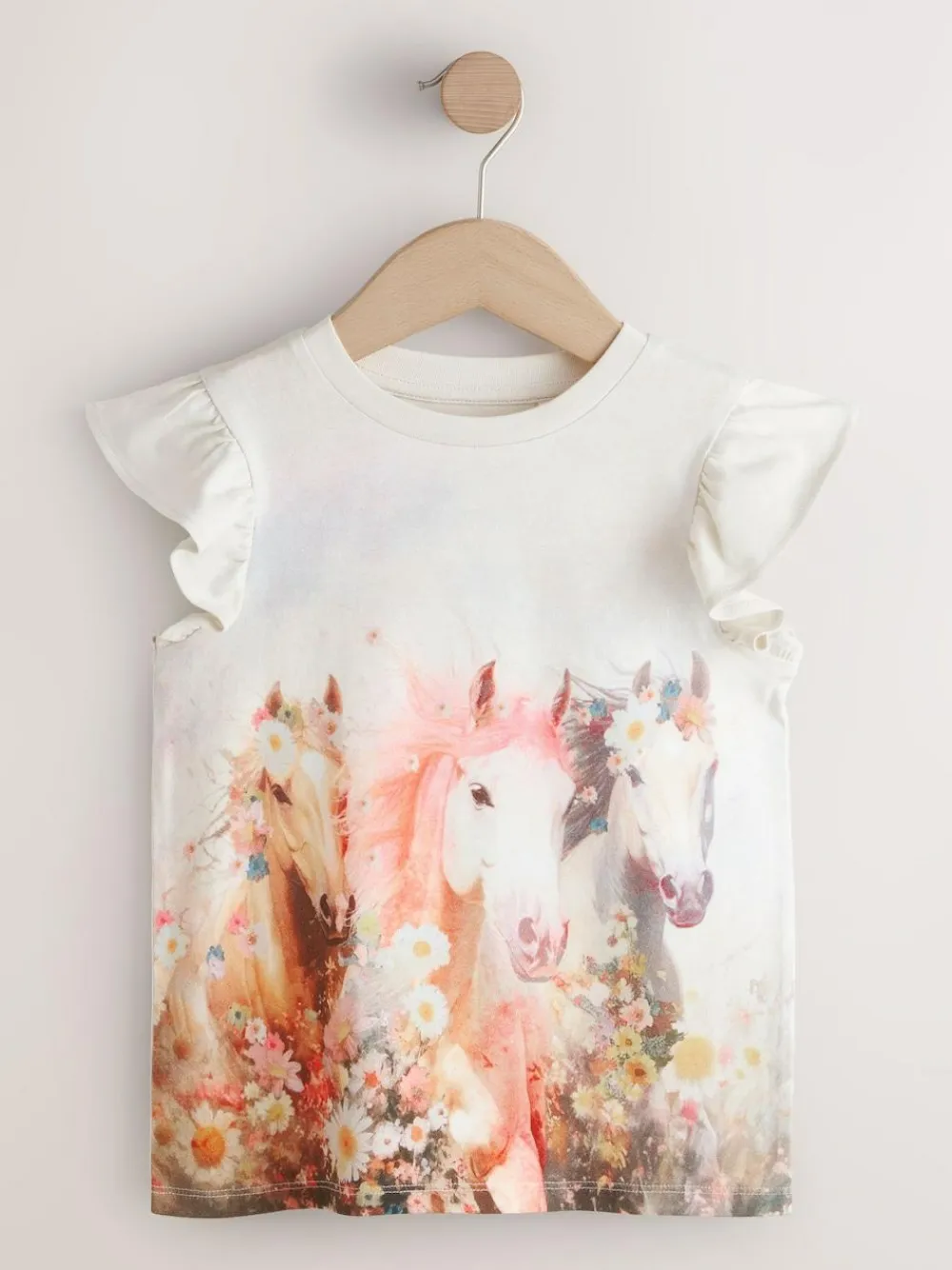 Discount Next White Unicorn Frill Sleeve T-Shirts 3 Pack (3-16yrs)
