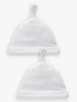 Outlet Next White Velour Baby Tie Top Hats 2 Pack (0-12mths)