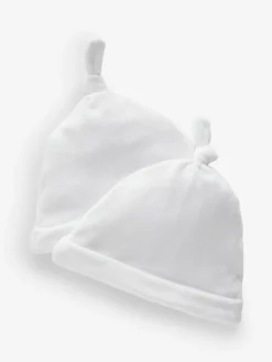 Outlet Next White Velour Baby Tie Top Hats 2 Pack (0-12mths)