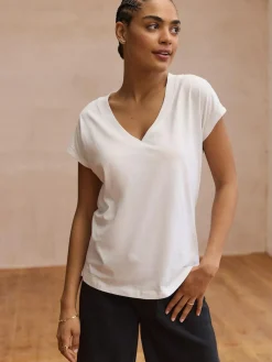Next White V-Neck Cap Sleeve T-Shirt^Women Tops & T-Shirts