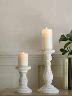 Next White Wash Pillar Candle Holder^ Candle Holders & Lanterns